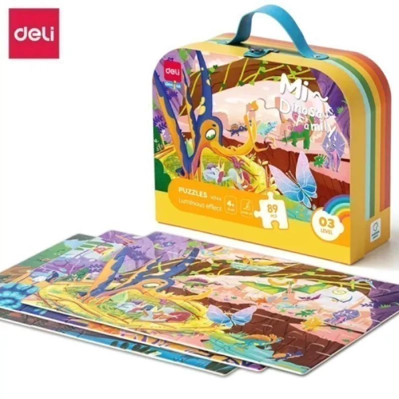 Puzzle σε βαλιτσάκι Deli  3 in 1  My Dinosaur Family 89pcs