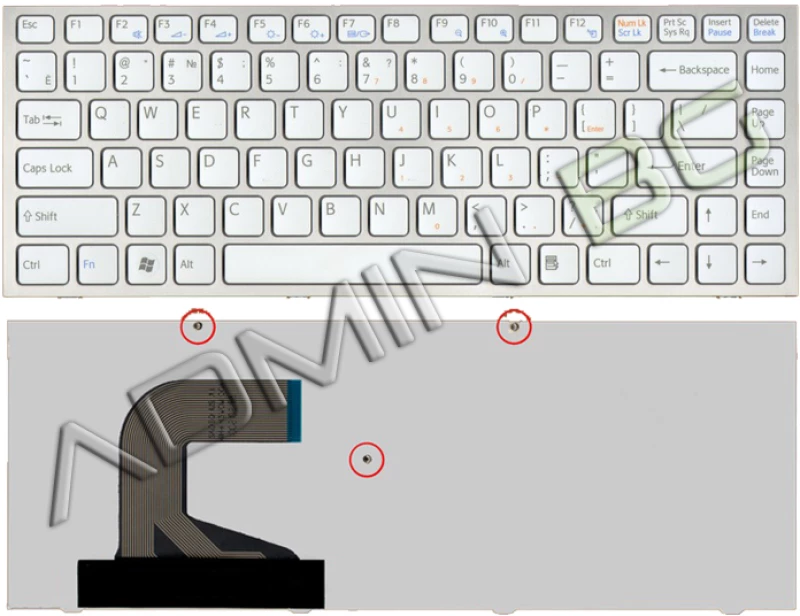 Πληκτρολόγιο Sony Vaio VPC-S Series, άσπροa Ασήμι, US/UK ( +BG Print)