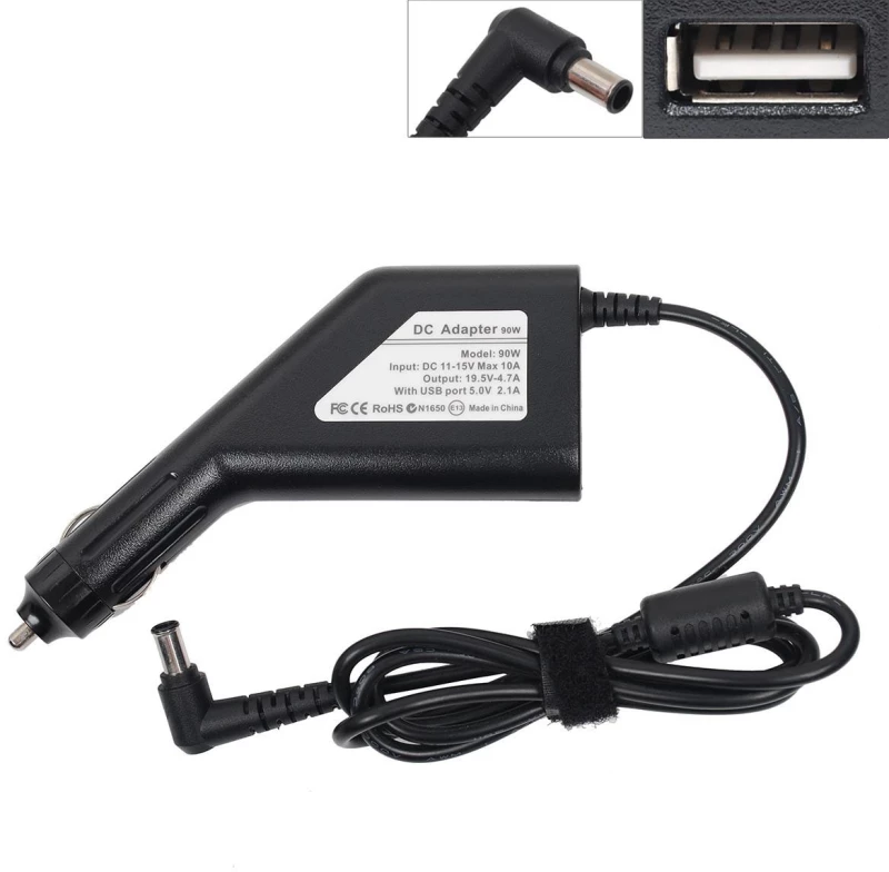 Φορτιστής αυτοκινήτου Sony Vaio 19.5V 3.9A 76W (6.5x1.4x4.4) (Cigarette Type) + USB Charger