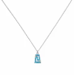 Γυναικείο Κολιέ Μαίανδρος Blue Opal σε Ασημί Χρώμα