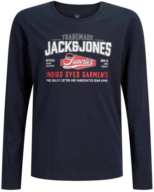 Μπλούζα μακρυμάνικη αγόρι Jack & Jones 12299579 "JJ Logo" μπλε Navy