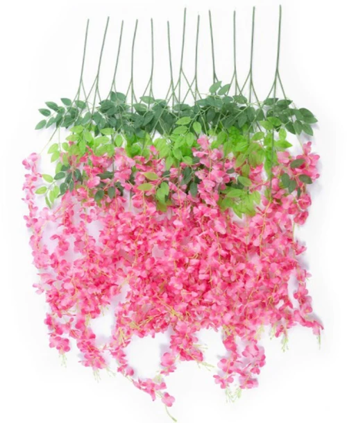 Τεχνητά Λουλούδια Wisteria (Σετ 12Τμχ) 21512 Φ45x120cm Dark Pink GloboStar Πολυαιθυλένιο,Ύφασμα