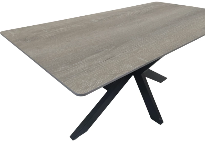 Τραπέζι Bethan  sonoma με γκρι mdf και μαύρο μέταλλο 160x80x75εκ