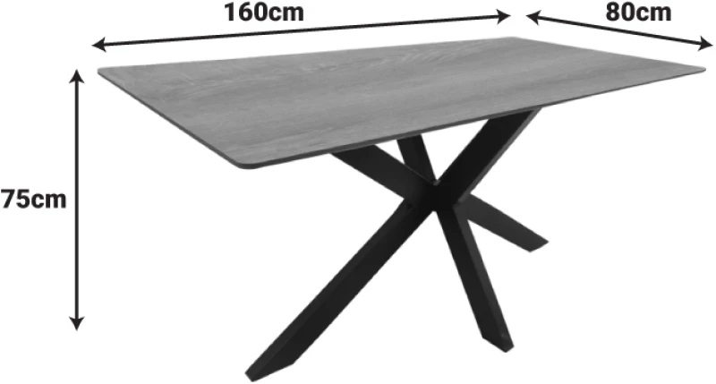 Τραπέζι Bethan  sonoma με γκρι mdf και μαύρο μέταλλο 160x80x75εκ