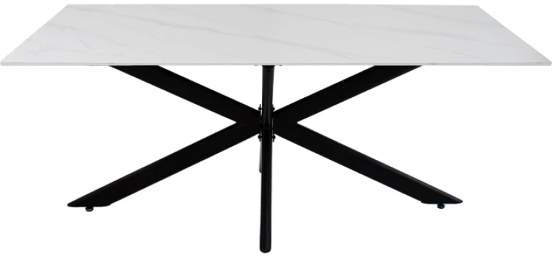 Τραπέζι Bethan  sintered stone λευκό-μαύρα μεταλλικά πόδια 180x90x75εκ