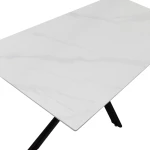 Τραπέζι Bethan  sintered stone λευκό-μαύρα μεταλλικά πόδια 180x90x75εκ