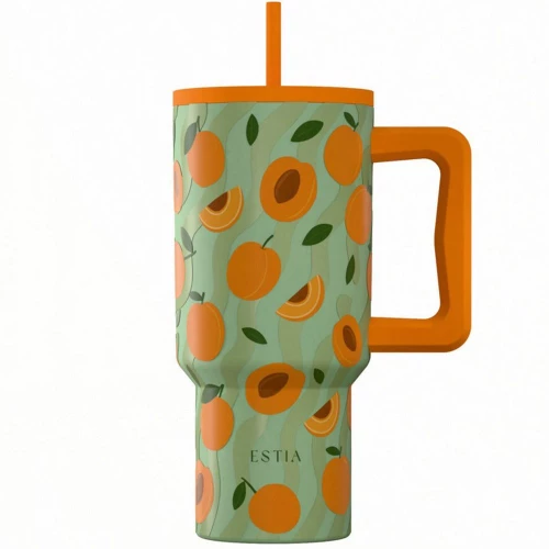 Κούπα - Θερμός Με Καλαμάκι XL Peach Garden Save The Aegean 01-41632 900ml Multi-Green Estia