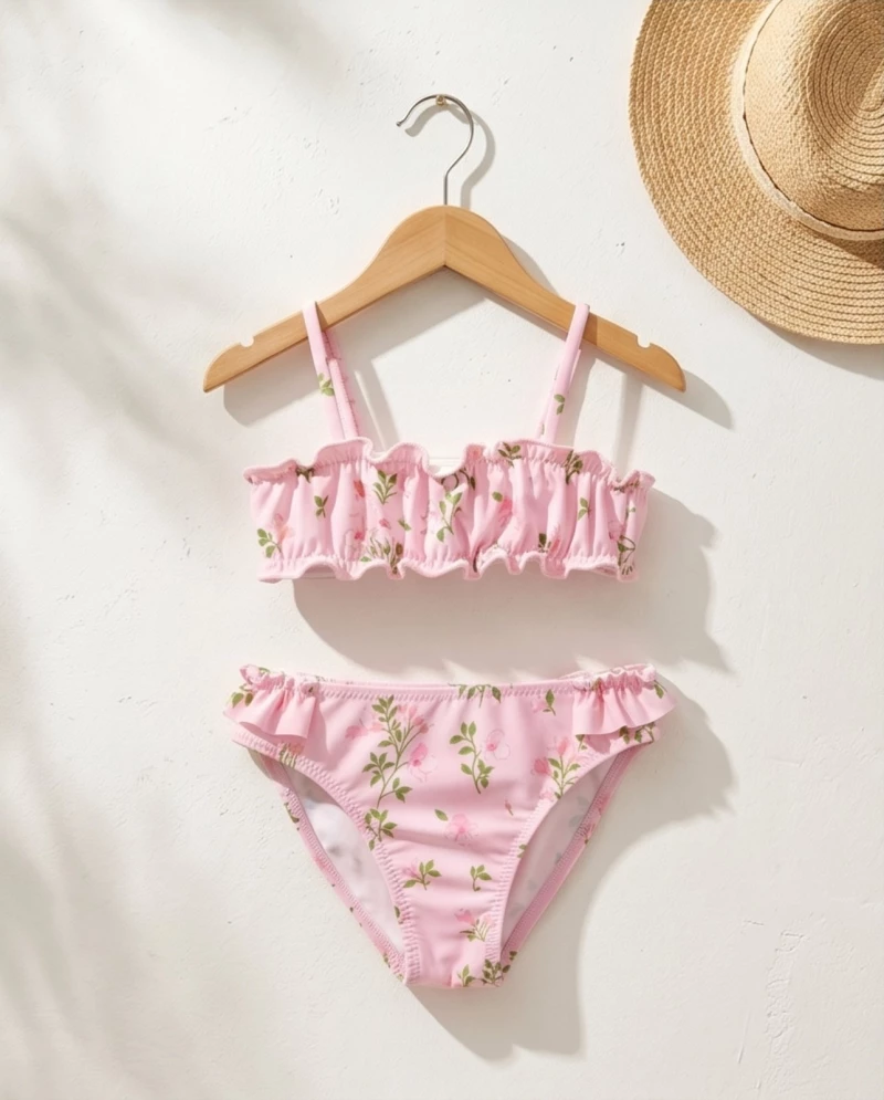 Παιδικό Μαγιό Bikini Croolita &quotPink flowers&quot-Pink