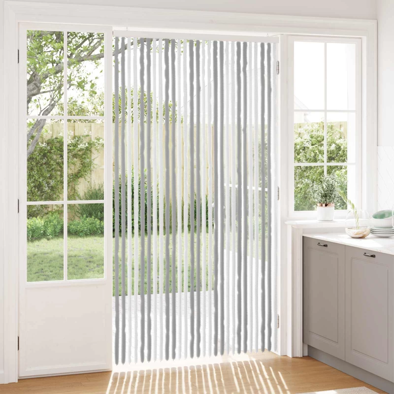 vidaXL Κουρτίνα εντόμων Chenille Γκρι και Λευκό 118 x 220 cm 100% PP