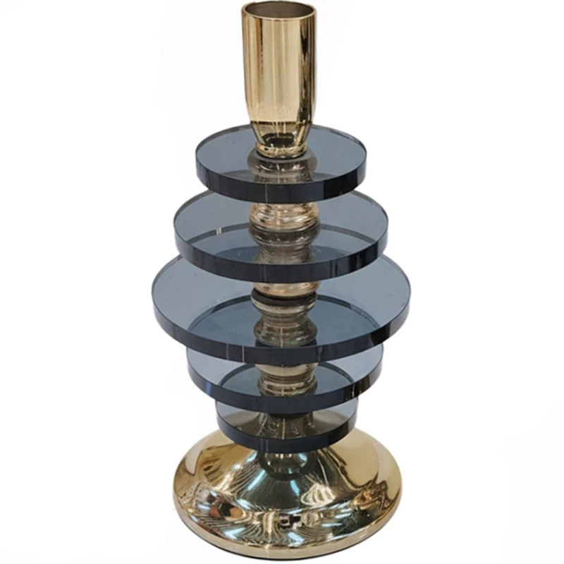 Κηροπήγιο DWOA1018 10x10x22cm Black-Gold Espiel Μέταλλο,Γυαλί