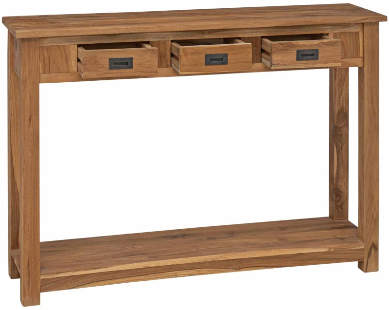 vidaXL Τραπέζι κονσόλας Φυσικό 110 x 30 x 80 εκ Στερεό Ξύλο Τίκ