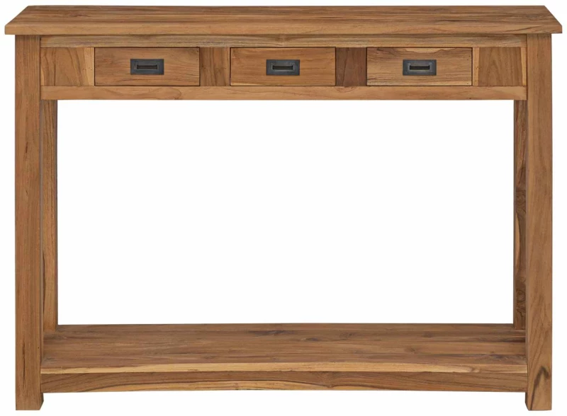 vidaXL Τραπέζι κονσόλας Φυσικό 110 x 30 x 80 εκ Στερεό Ξύλο Τίκ