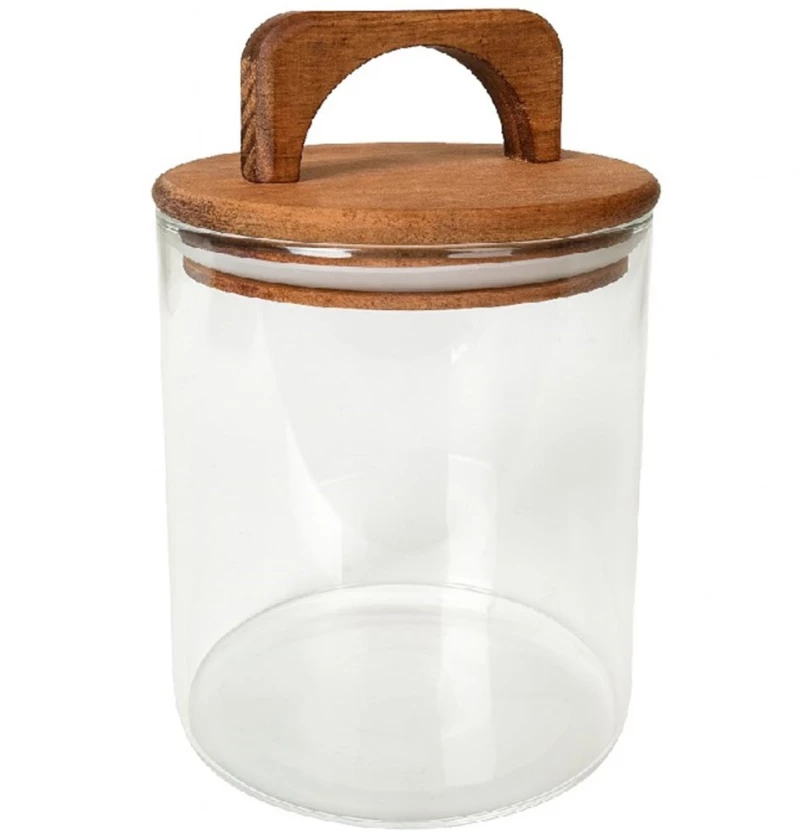 Δοχείο Αποθήκευσης Borosilicate DOP209K6 10x16,4cm 700ml Clear-Natural Espiel Ξύλο,Γυαλί