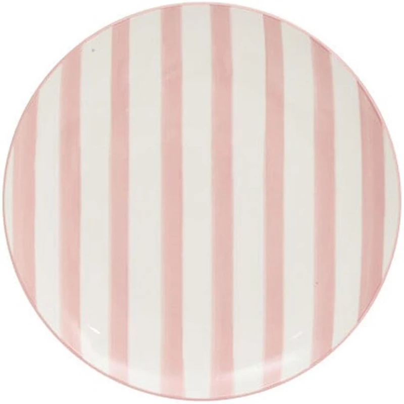 Πιάτο Ρηχό Ριγέ 07.212330B Φ27cm White-Pink Πορσελάνη
