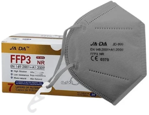 Jada Non Medical 7ply Mask FFP3 NR Μάσκα Προστασίας 7 Επιπέδων με Μεταλλικό Έλασμα μιας Χρήσης σε Γκρί Χρώμα 20 Τεμάχια