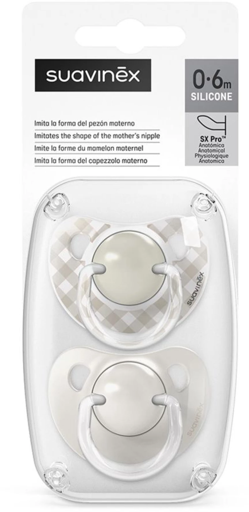 Suavinex Πιπίλα Ανατομική SX PRO Σιλικόνης 0-6μ Wild & Free Beige 2τεμ BR79905