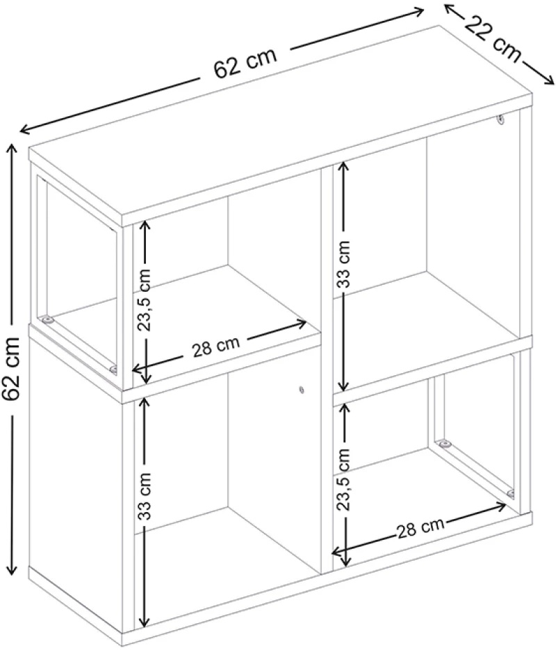 Βιβλιοθήκη Bolton Megapap χρώμα ανοιχτό καρυδί 62x22x62εκ.