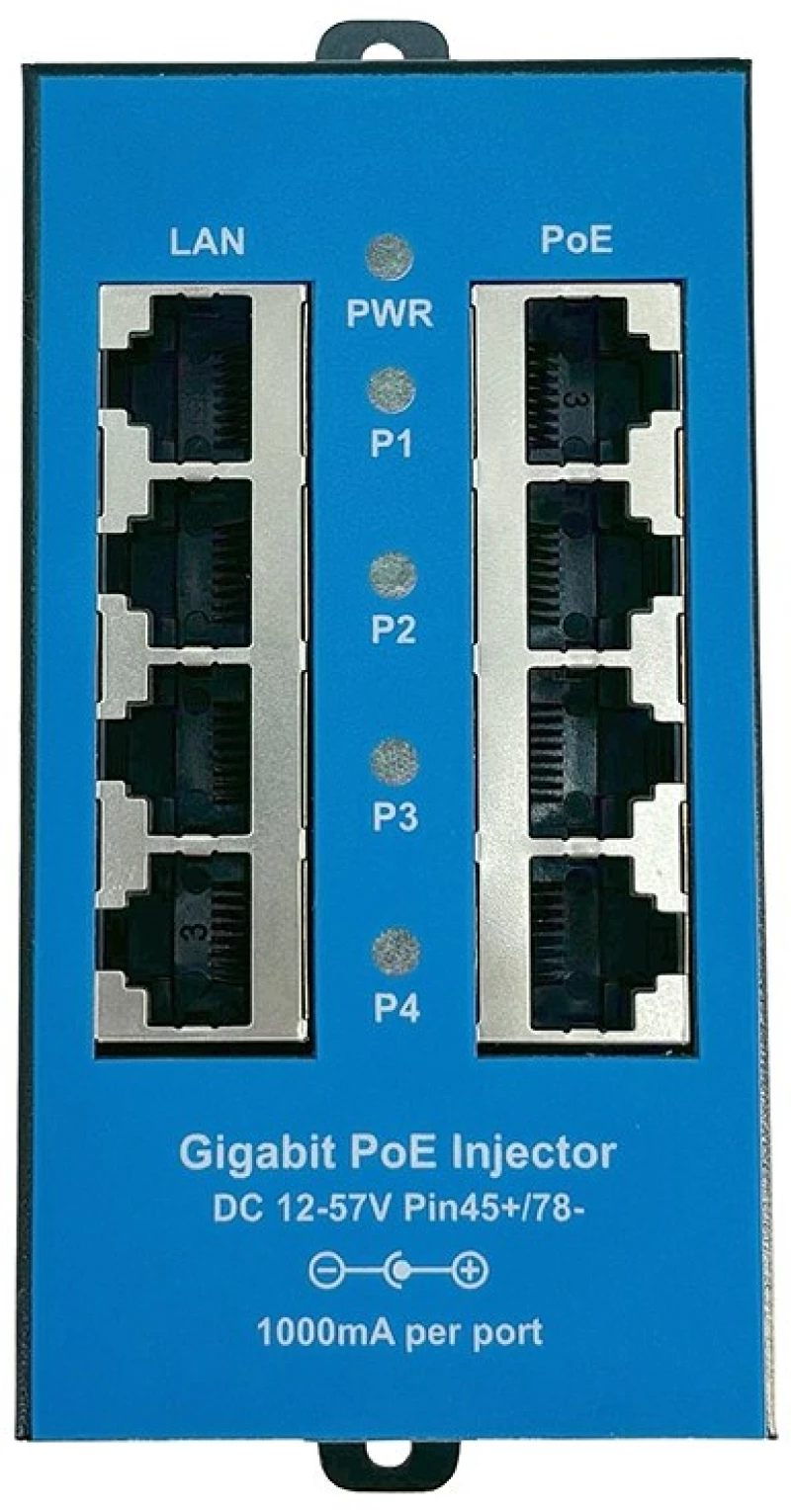 Conexpro POE-PAN4-GBM, Passive Gigabit PoE injector, 4 ports