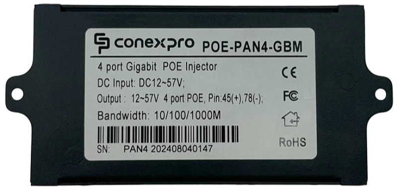 Conexpro POE-PAN4-GBM, Passive Gigabit PoE injector, 4 ports