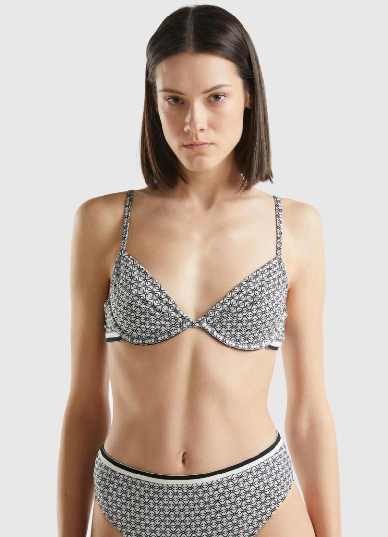 Benetton Monogram set bikini γυναικείο ασπρόμαυρο lurex 3OYR5R03O-61P