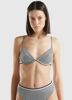 Benetton Monogram set bikini γυναικείο ασπρόμαυρο lurex 3OYR5R03O-61P