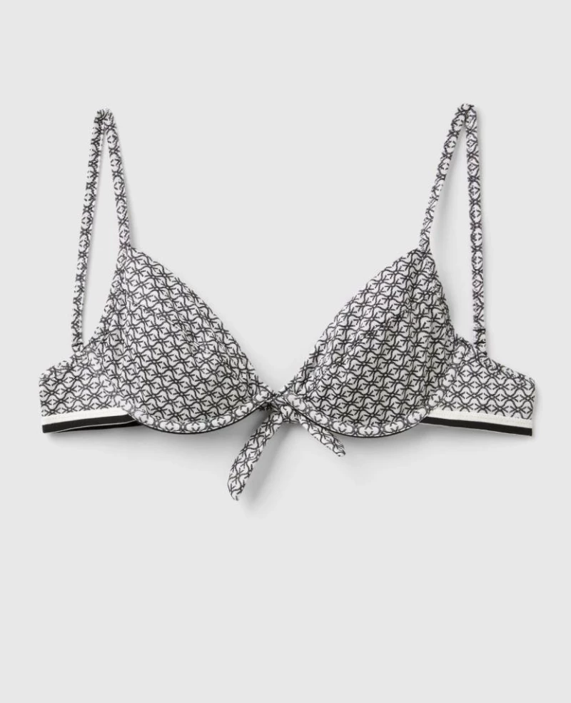 Benetton Monogram set bikini γυναικείο ασπρόμαυρο lurex 3OYR5R03O-61P
