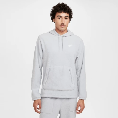 Nike Club Men's Winterized Pullover Hoodie Light Smoke Grey/Pure/White