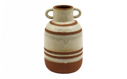 Βάζο κεραμ.αμφορέας μπεζ/καφέ 15x24,5cm