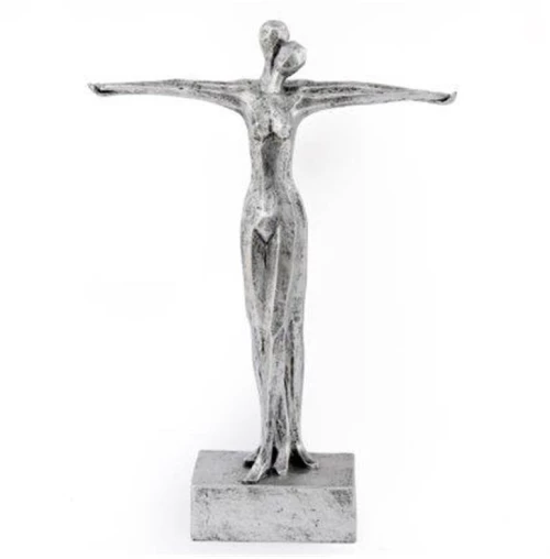Ζευγάρι άγαλμα ασημί polyresin 25X7.5X35cm