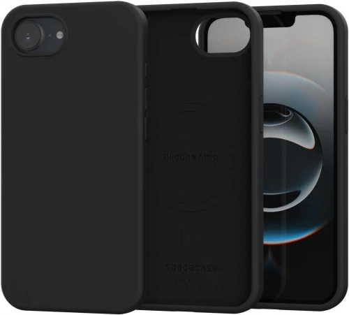 Θήκη iPhone 17e / 16e Spacecase Silicone Mag Case Σιλικόνης με MagSafe - Black (5905719138769)