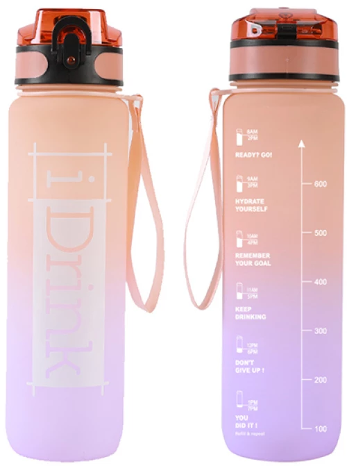 Παγούρι i Drink Tritan Motivational Goal 1000ml  Orange-Lilac ID2125