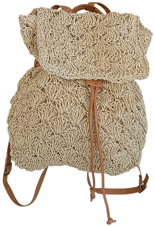 Backpack πλεκτή τσάντα beige