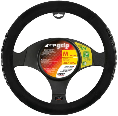 Lampa Κάλυμμα Τιμονιού Αυτοκινήτου Gel Grip 37-39εκ. Άοσμο Από μαλακές Μικροϊνες και λαβές με Gel Μαύρο 1-τεμ. (L3294.9)