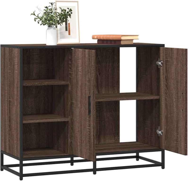 vidaXL Sideboard καφέ δρυς 92x35x76 cm Ξύλινο μηχανουργικό ξύλο