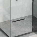 vidaXL Εκροή ντους με γυάλινη επικάλυψη Μαύρο 50 cm