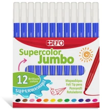 +Efo Supercolor Jumbo Πλενόμενοι Μαρκαδόροι Ζωγραφικής  Χονδροί  Μπλέ  σέτ 12τεμ  390308