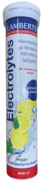 Lamberts Electrolytes Ηλεκτρολύτες με Βιταμίνες Μέταλλα & Δεξτρόζη Γεύση Λεμόνι 20 αναβρ. δισκία