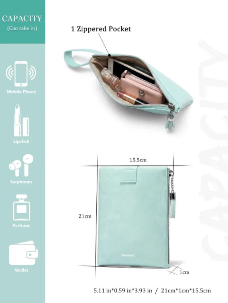 Γυναικείο Τσαντάκι Χειρός Wristlet Pouch 527637-Τιρκουάζ