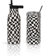Ανοξείδωτο Παγούρι Θερμός με Καλαμάκι Ecolife 550ml - Black & White