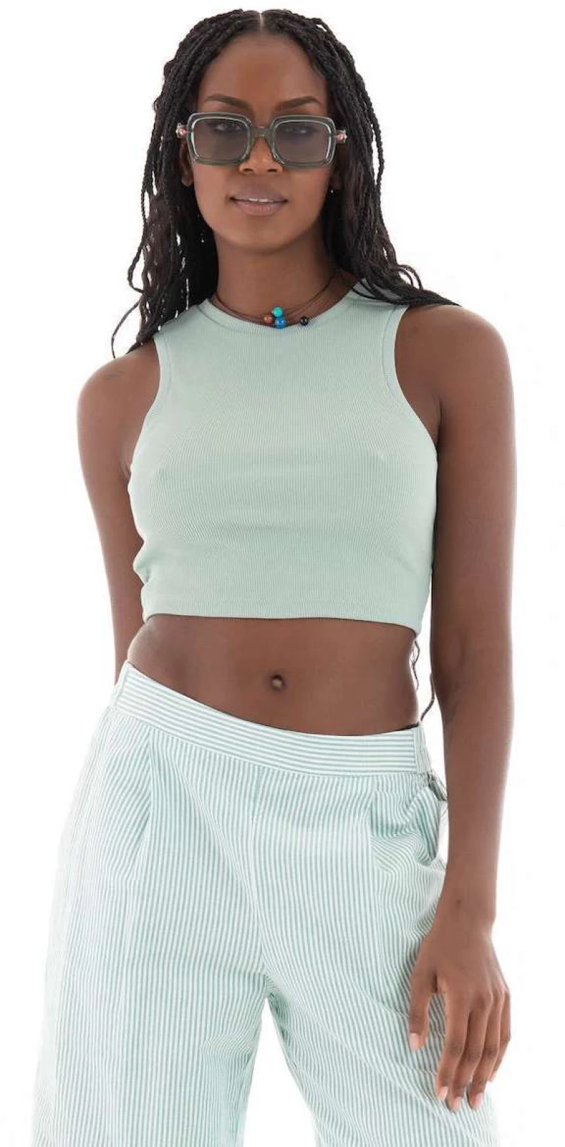 Only 15282771 Γυναικείο Καλοκαιρινό Crop Top - Μέντα