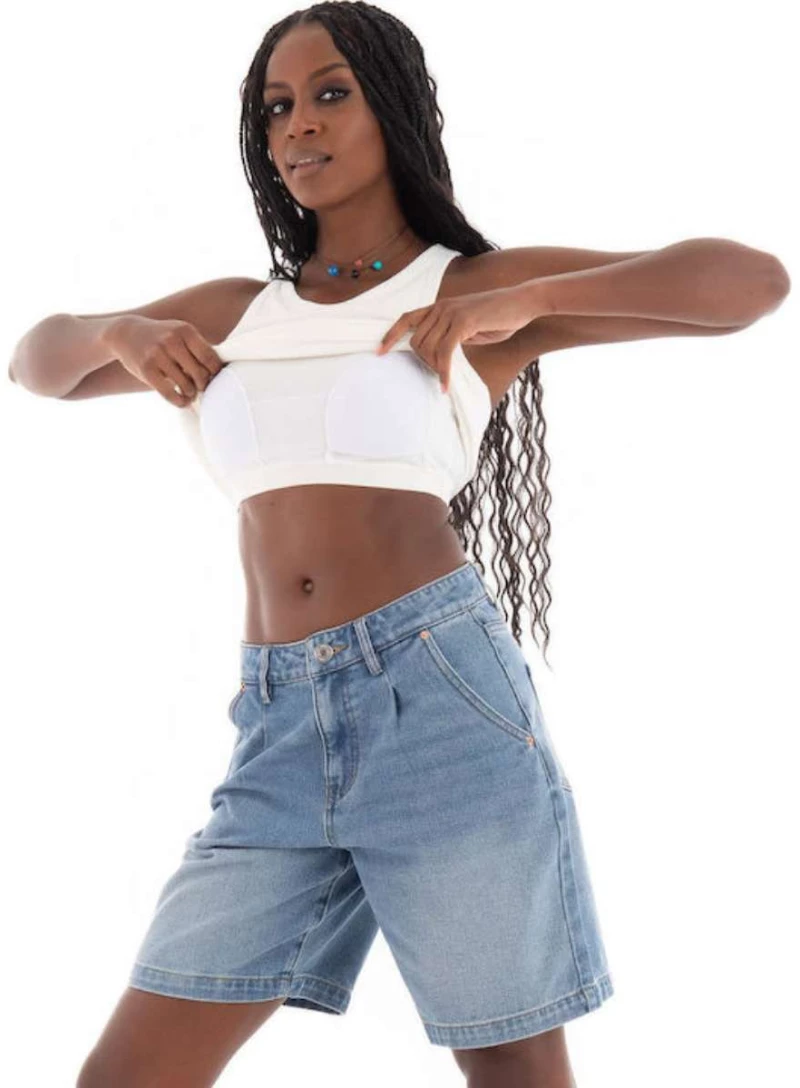 Only 15319477 Γυναικείο Crop Top Αμάνικο με Cups - Λευκό