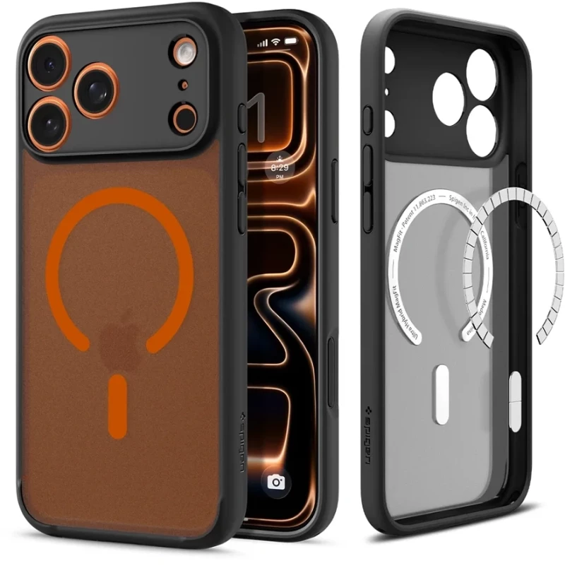 Spigen Θήκη Ultra Hybrid Mag MagSafe iPhone 17 Pro Max Frost Black/Orange