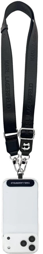 Karl Lagerfeld Ιμάντας Κινητού Universal Crossbody Strap Choupette Patch Black
