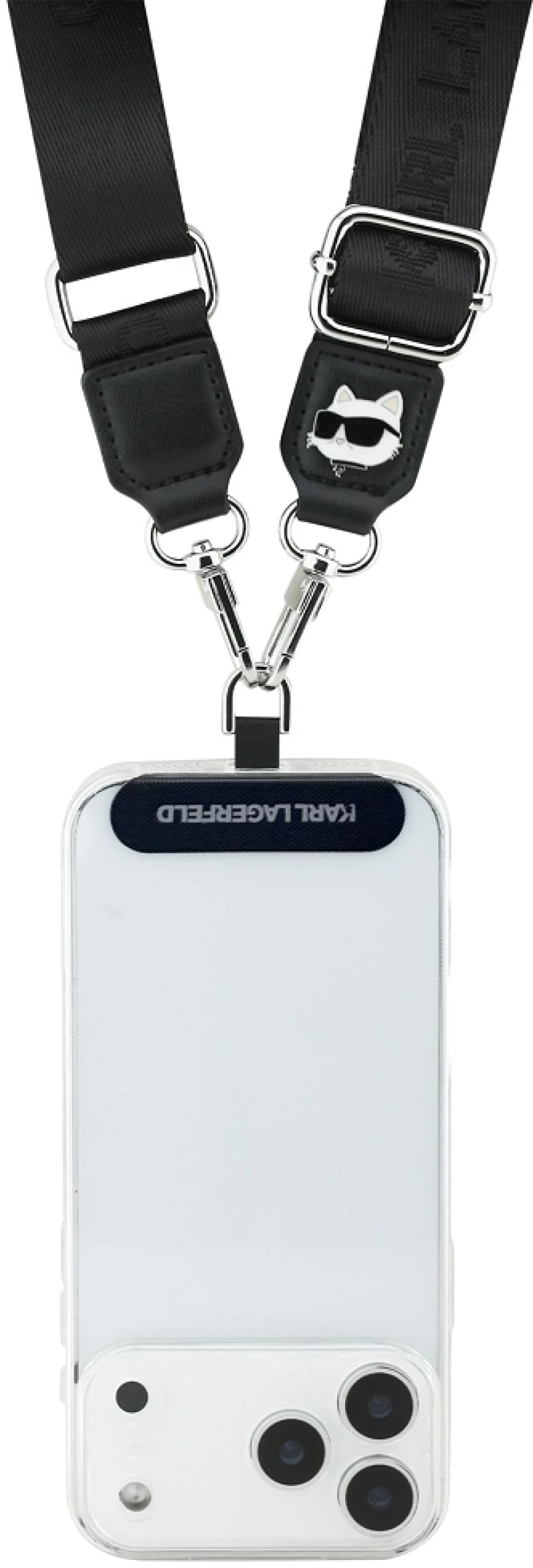 Karl Lagerfeld Ιμάντας Κινητού Universal Crossbody Strap Choupette Patch Black