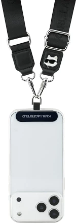 Karl Lagerfeld Ιμάντας Κινητού Universal Crossbody Strap Choupette Patch Black