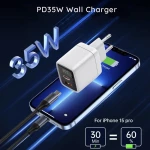 Techsuit Φορτιστής LEDChargX CH3 Type-C USB GaN Fast Charge LED PD35W White