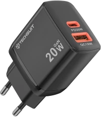Techsuit Wall Charger Duonix20W CH2 Type-C / USB-A Dual Travel Charger 20W Black
