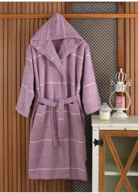 Stewehome Μπεζ ριγωτή ρόμπα (L/XL)