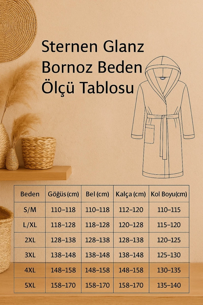 Stewehome Μπουρνούζι με κουκούλα από 100% βαμβάκι μαύρο (L/XL)