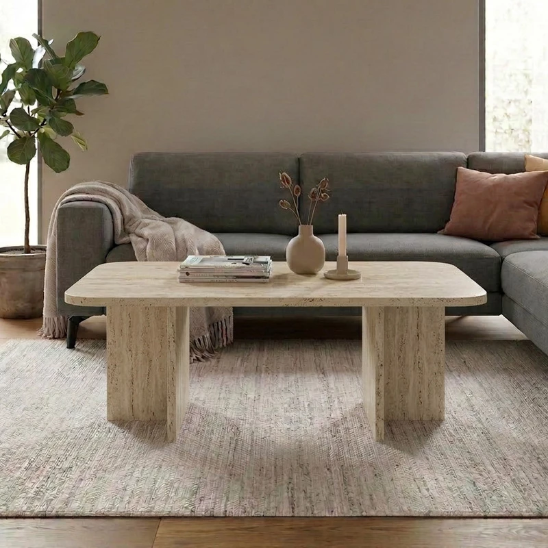 Τραπεζάκι σαλονιού Hillary χρώμα travertine 100x60x41,8εκ.